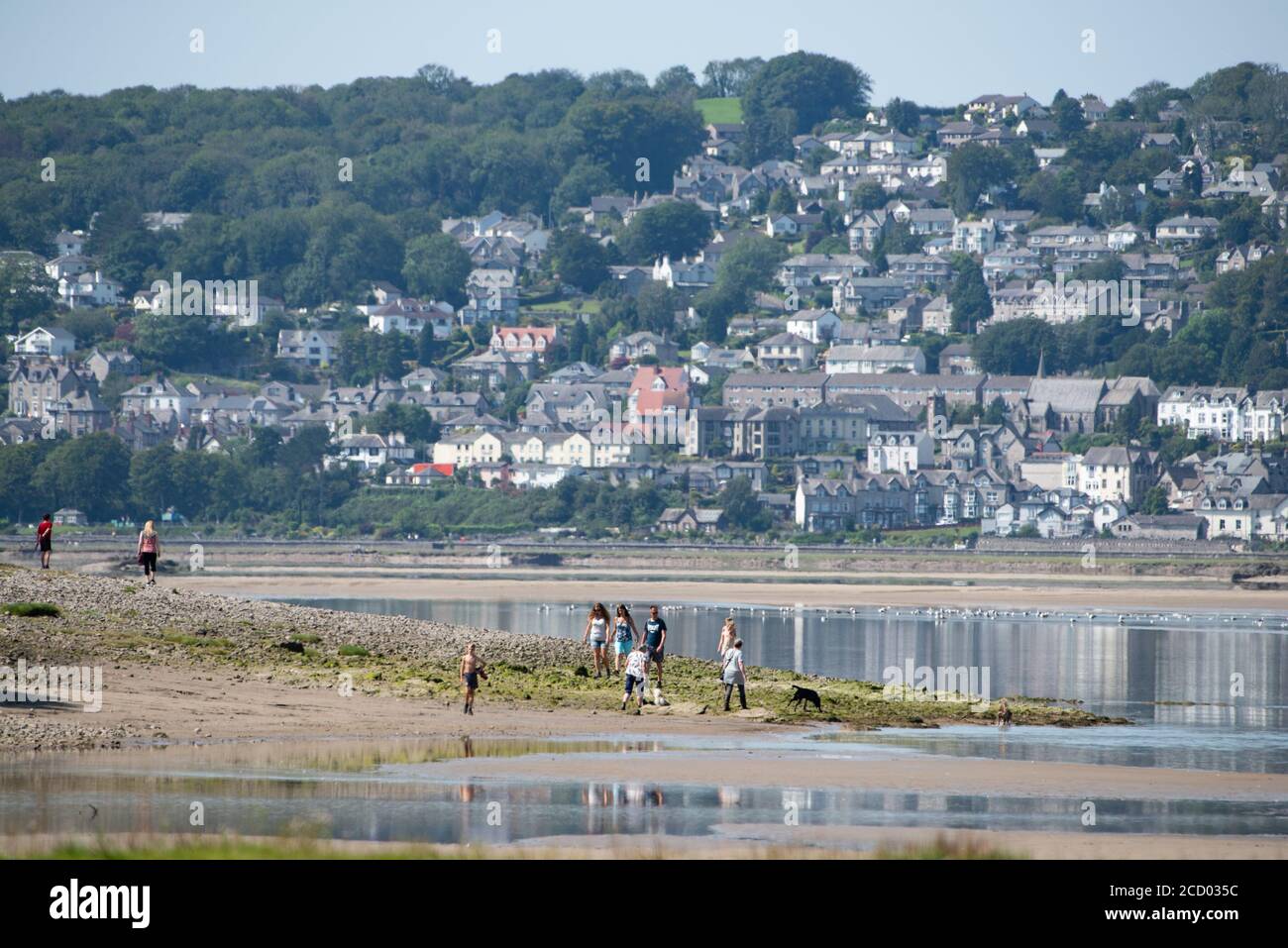 Vue de Grange-over-Sands sur l'estuaire du Kent depuis New Barns, Arnside, Cumbria, Royaume-Uni. Banque D'Images