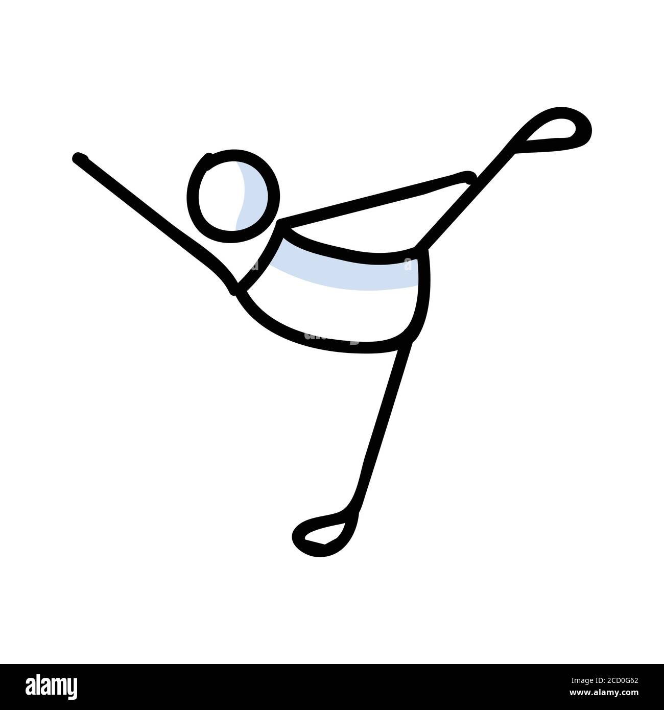 Concept de danseur de ballet stickman dessiné à la main. Simple contour ballerina figure doodle icône clipart. Pour le dessin d'un studio de danse ou d'un artiste de théâtre Illustration de Vecteur