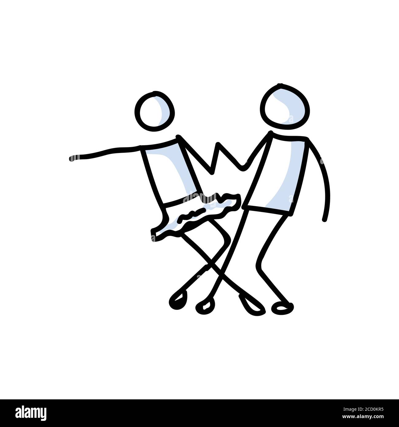 Concept de danseur de ballet stickman dessiné à la main. Simple contour ballerina figure doodle icône clipart. Pour le dessin d'un studio de danse ou d'un artiste de théâtre Illustration de Vecteur