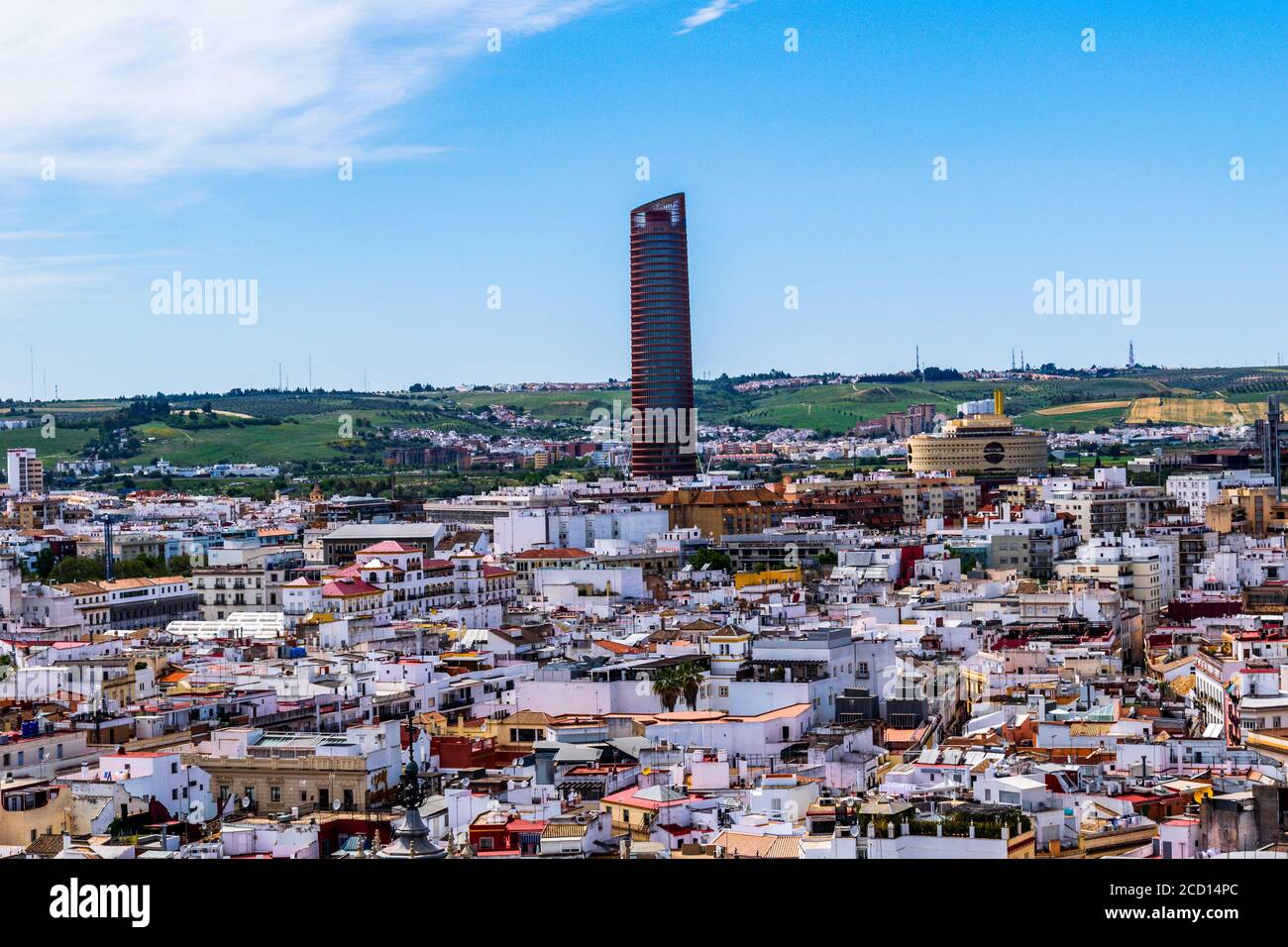 La Tour de Séville ou la Tour Cajasol, vue depuis la Tour Giralda À la cathédrale de Séville Espagne Banque D'Images