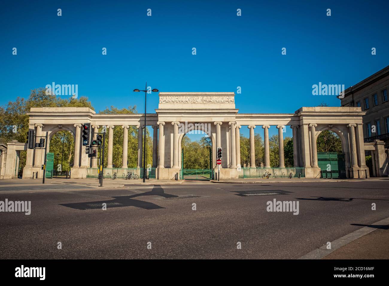 Hyde Park Corner à l'heure de pointe du matin pendant le confinement national, Covid-19 World Pandemic ; Londres, Angleterre Banque D'Images