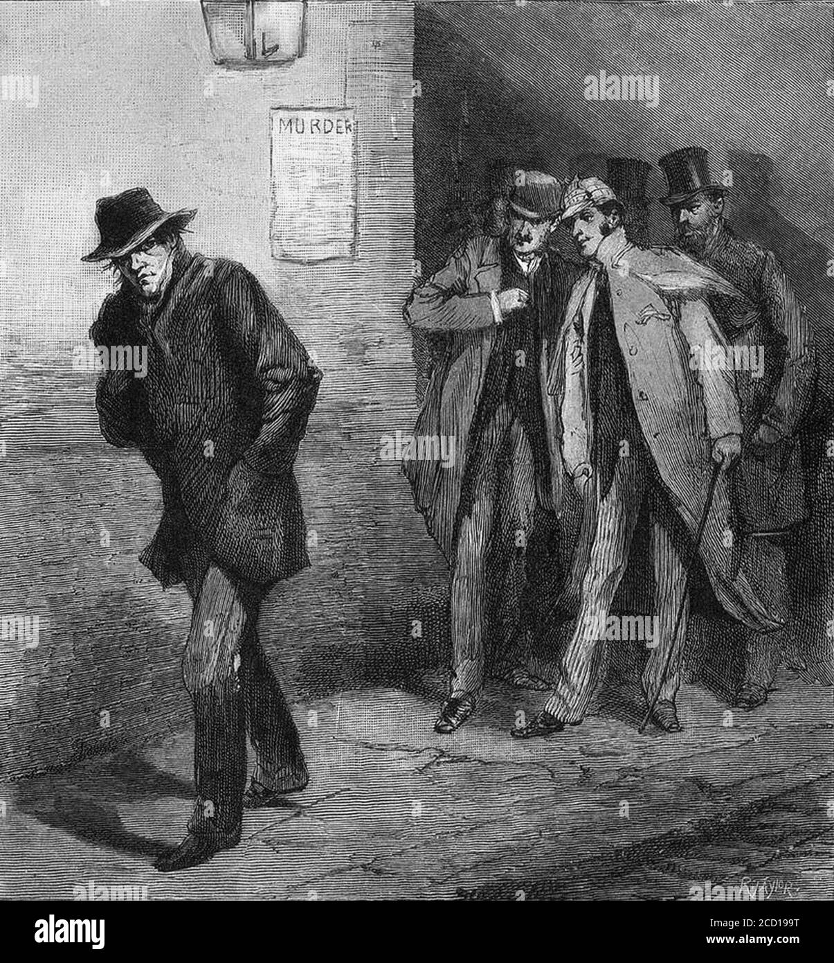 Mettre le ripper au cric. Illustration de l'Illustrated London News d'octobre 1888 intitulée « avec le Comité vigilance dans l'East End - UN caractère suspect ». Banque D'Images