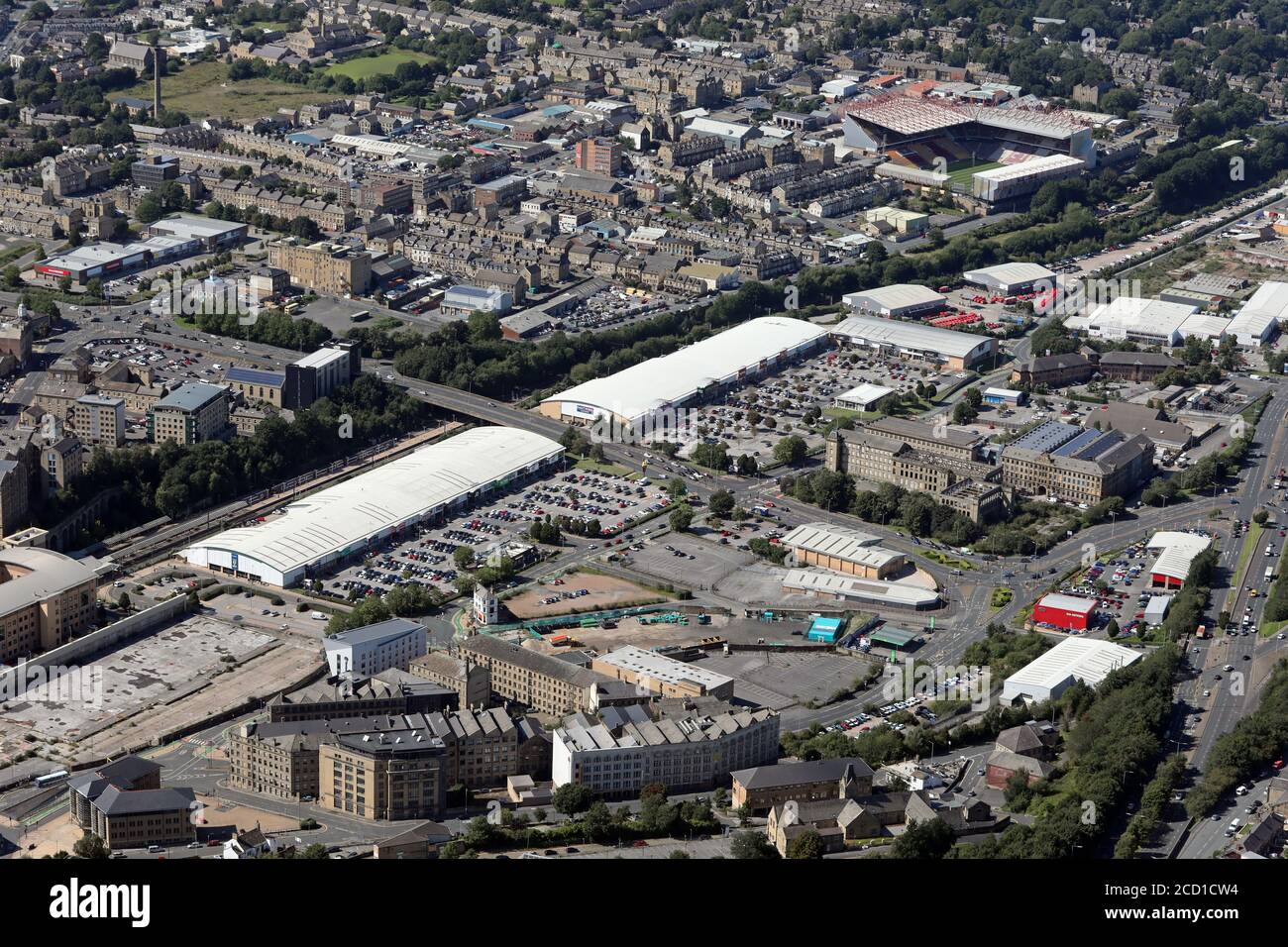 Vue aérienne du parc commercial Forster Square, du centre commercial de Bradford, West Yorkshire Banque D'Images