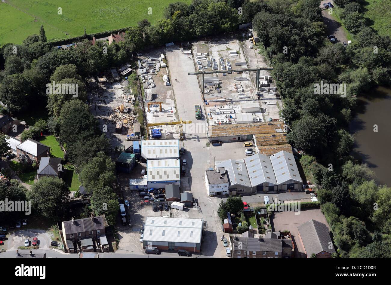 Vue aérienne de l'usine de béton Ebor Concretes Ltd, à Ripon, dans le Yorkshire du Nord Banque D'Images