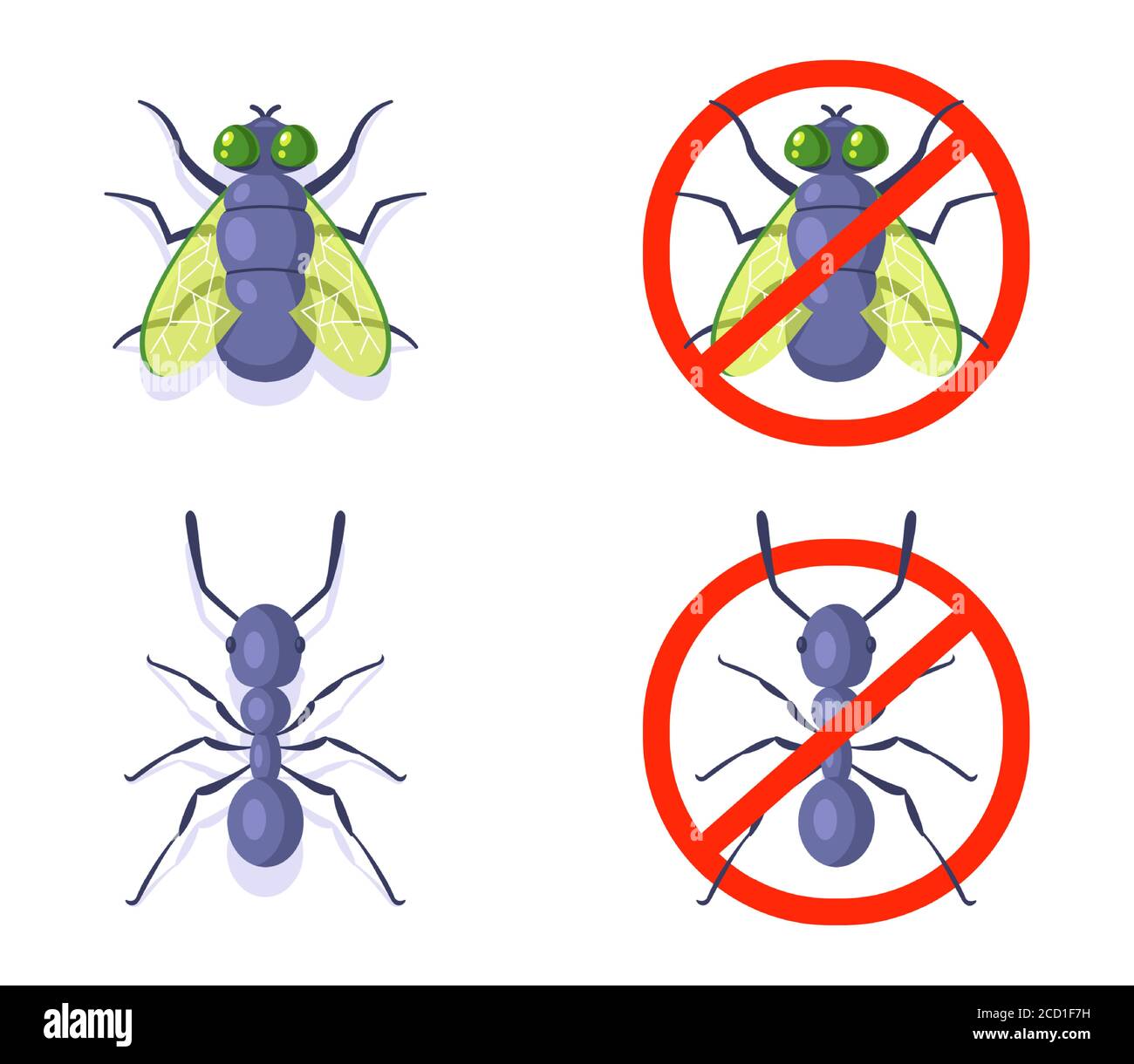 mouches et fourmis sur fond blanc. lutte contre les insectes domestiques. illustration vectorielle plate Illustration de Vecteur