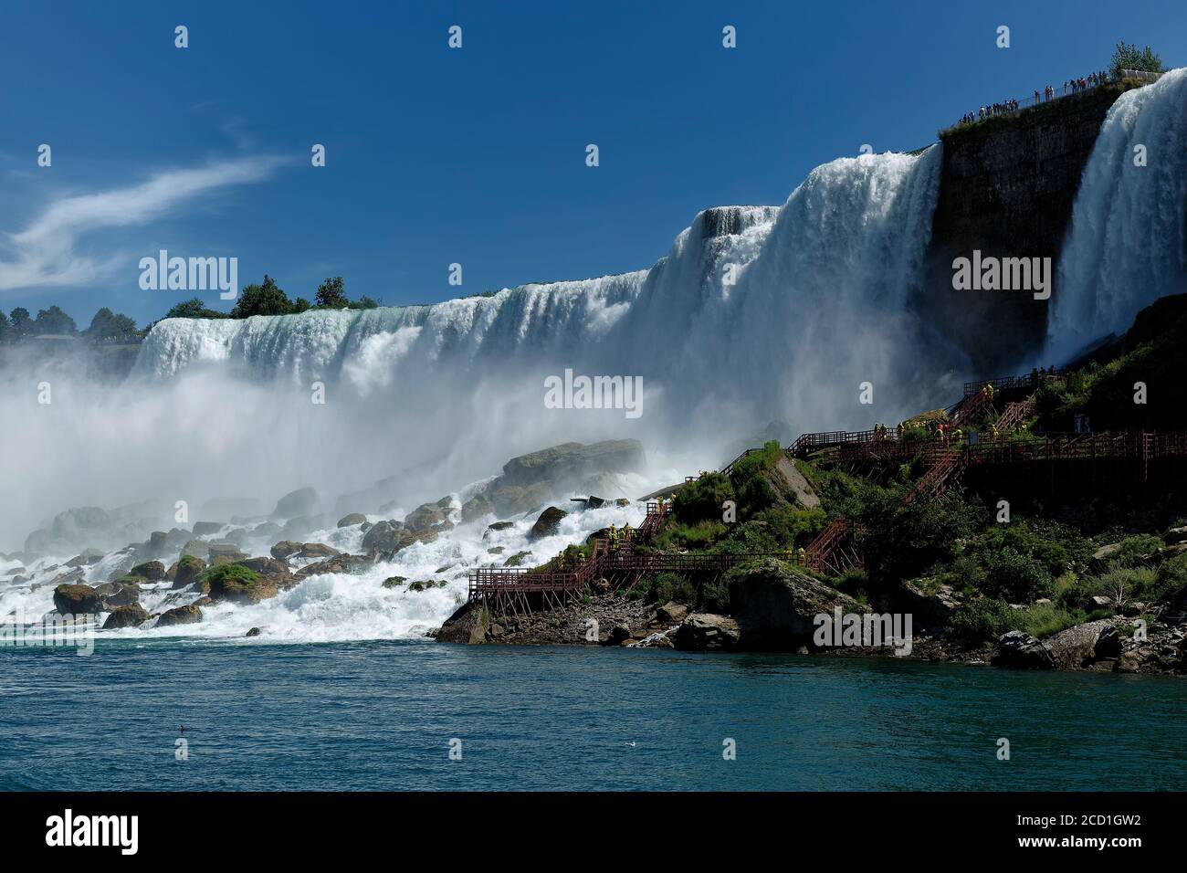 Niagara Falls NY États-Unis. Chutes américaines la grotte de la gorge de Winds Walk. Banque D'Images