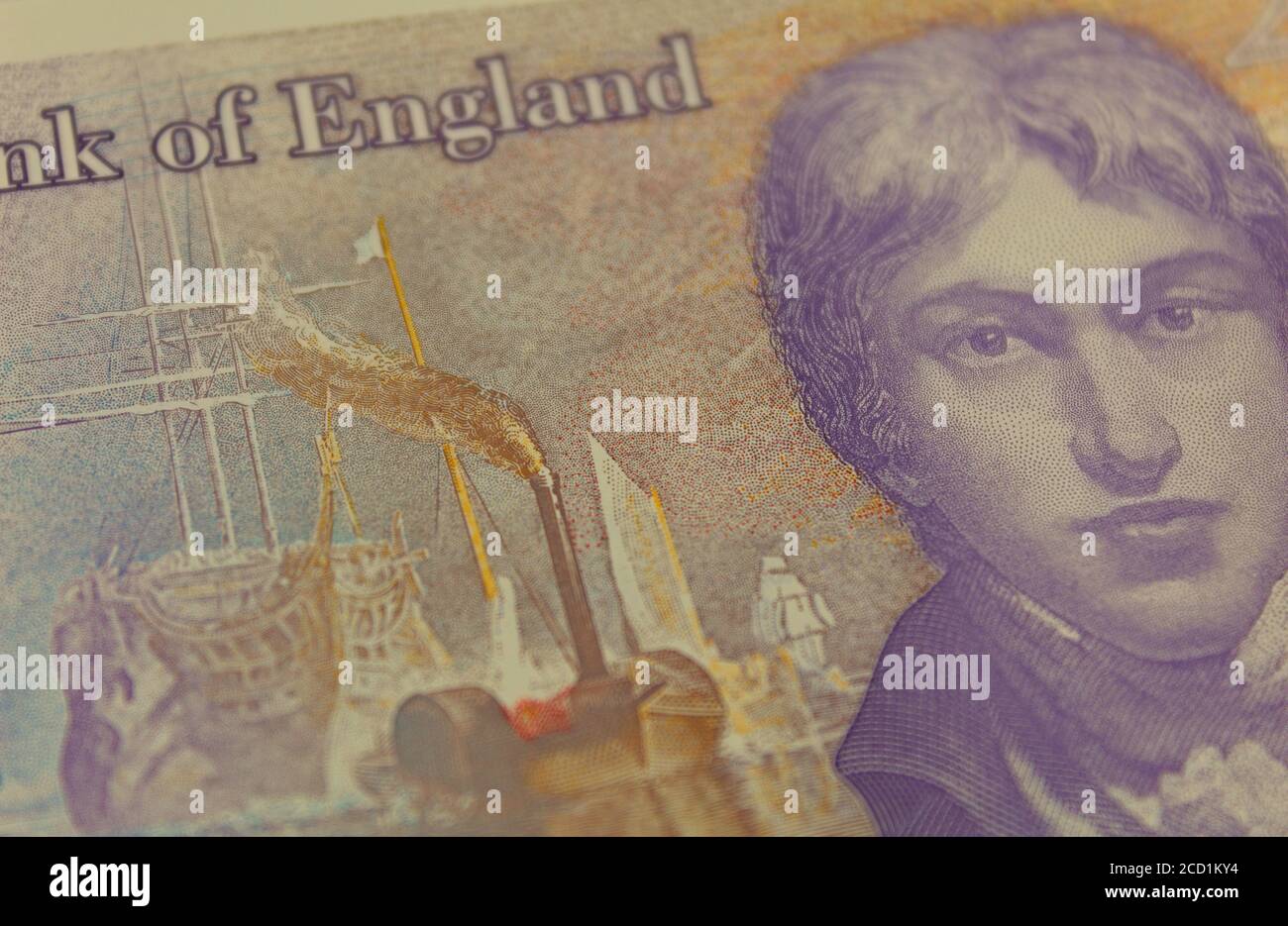 Autoportrait de JMW Turner 1799 sur un billet britannique de vingt livres Banque D'Images