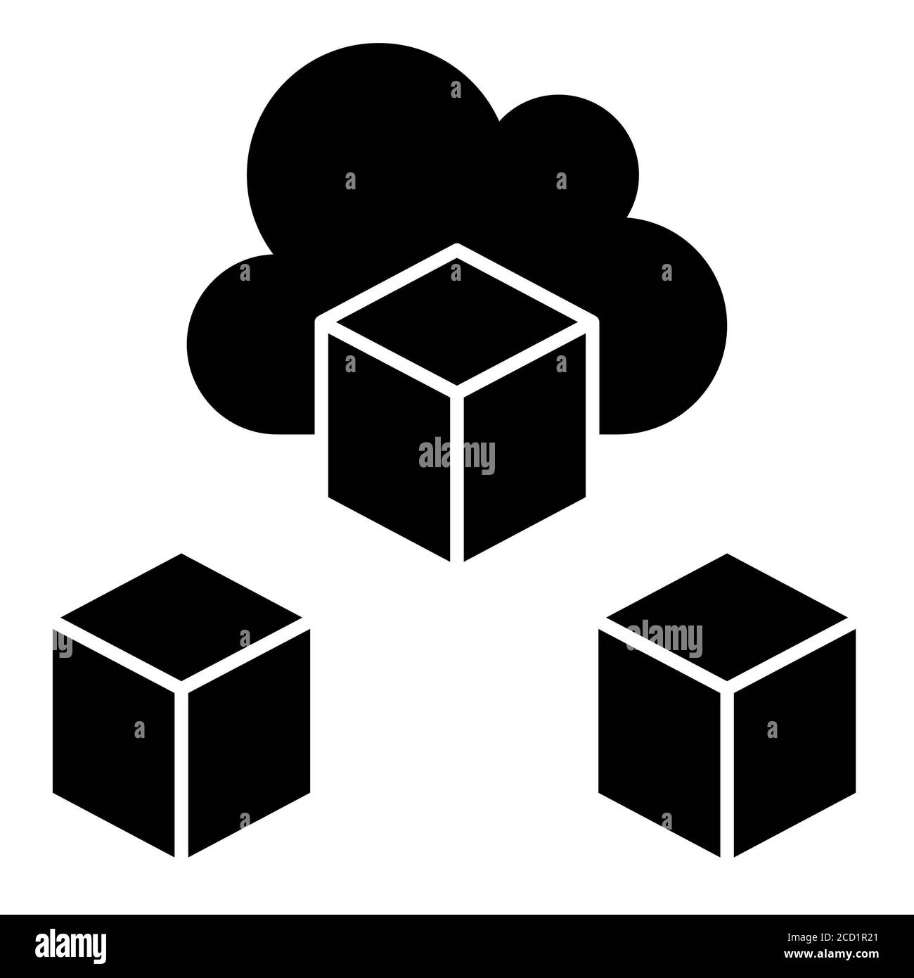 Blockchain Cloud Data Analytics icône Glyph Banque D'Images