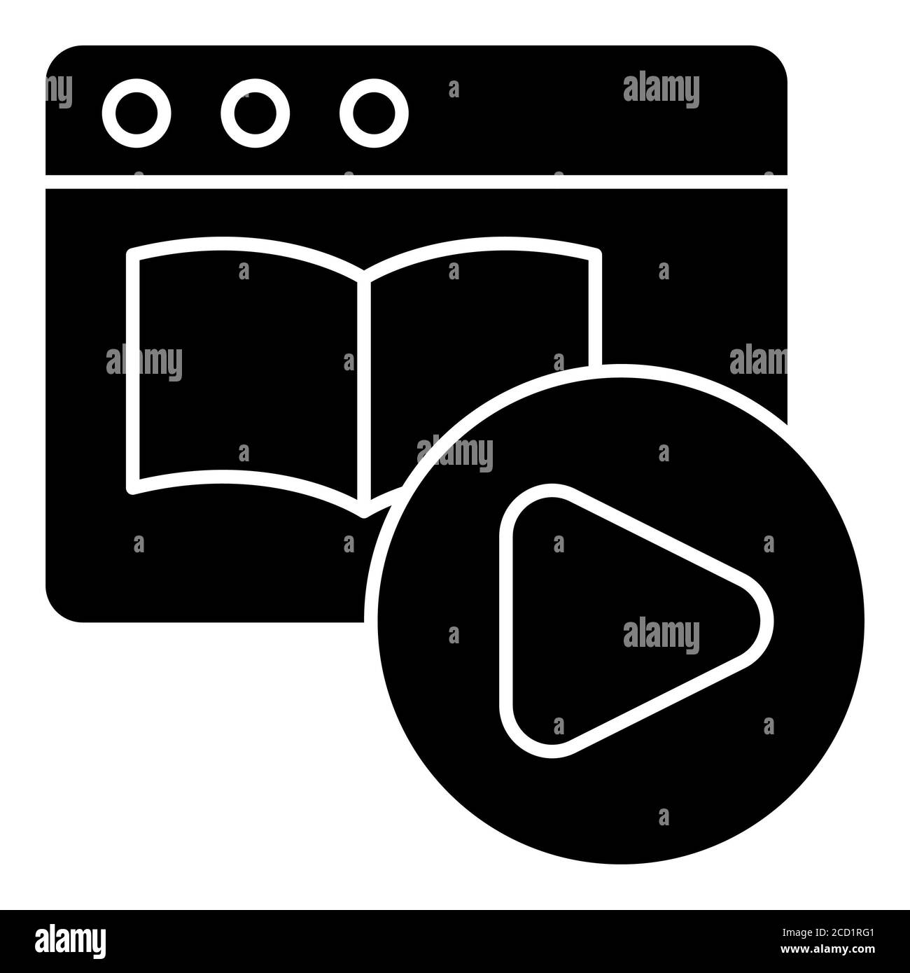 Didacticiel vidéo icône de glyphe d'éducation en ligne Banque D'Images