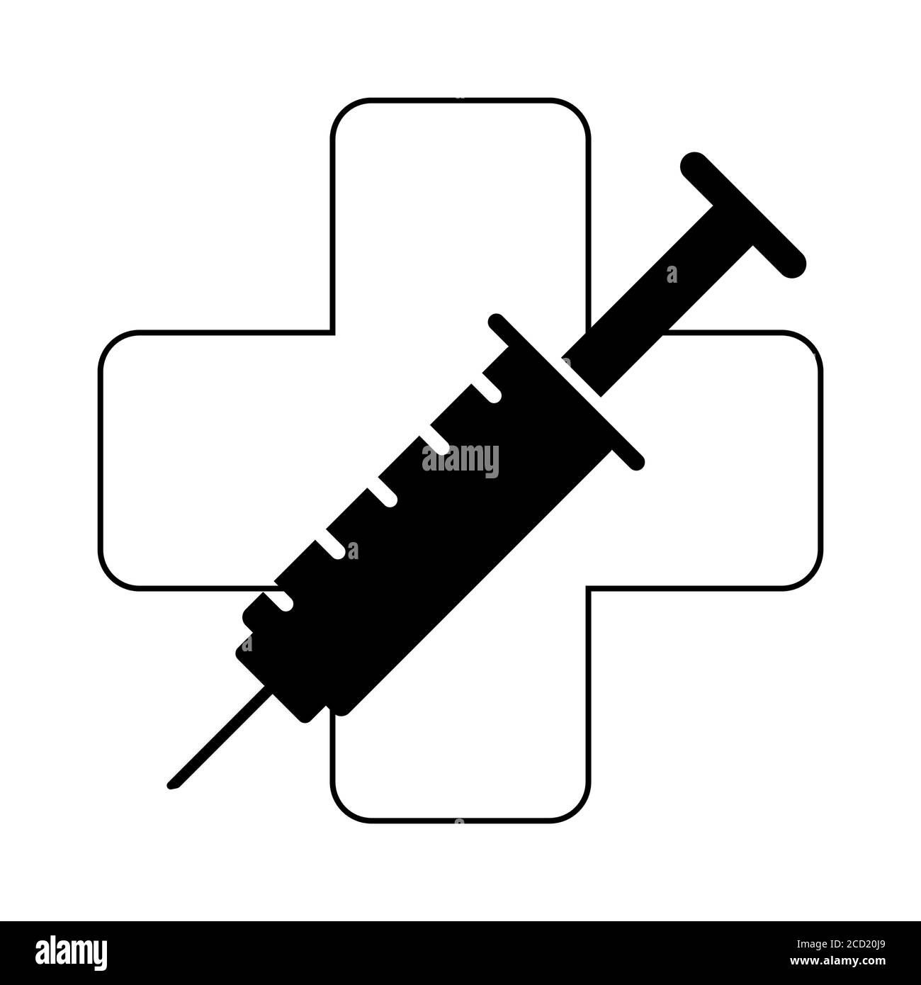 Icône noire de la seringue isolée sur fond blanc, symbole de l'équipement d'injection de médicaments, illustration vectorielle. Illustration de Vecteur