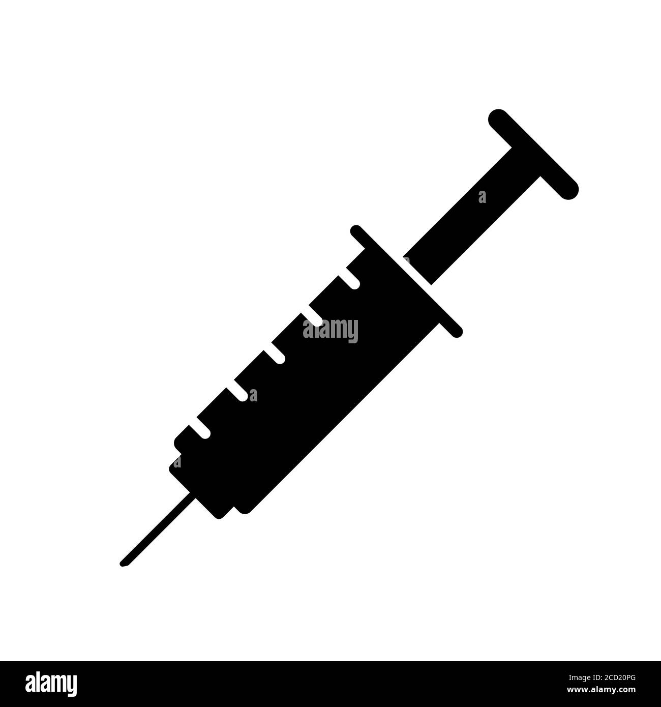 Icône noire de la seringue isolée sur fond blanc, symbole de l'équipement d'injection de médicaments, illustration vectorielle. Illustration de Vecteur
