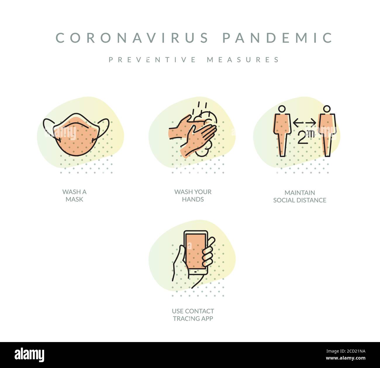 Pandémie de coronavirus - mesures préventives - Icon comme fichier EPS 10 Illustration de Vecteur