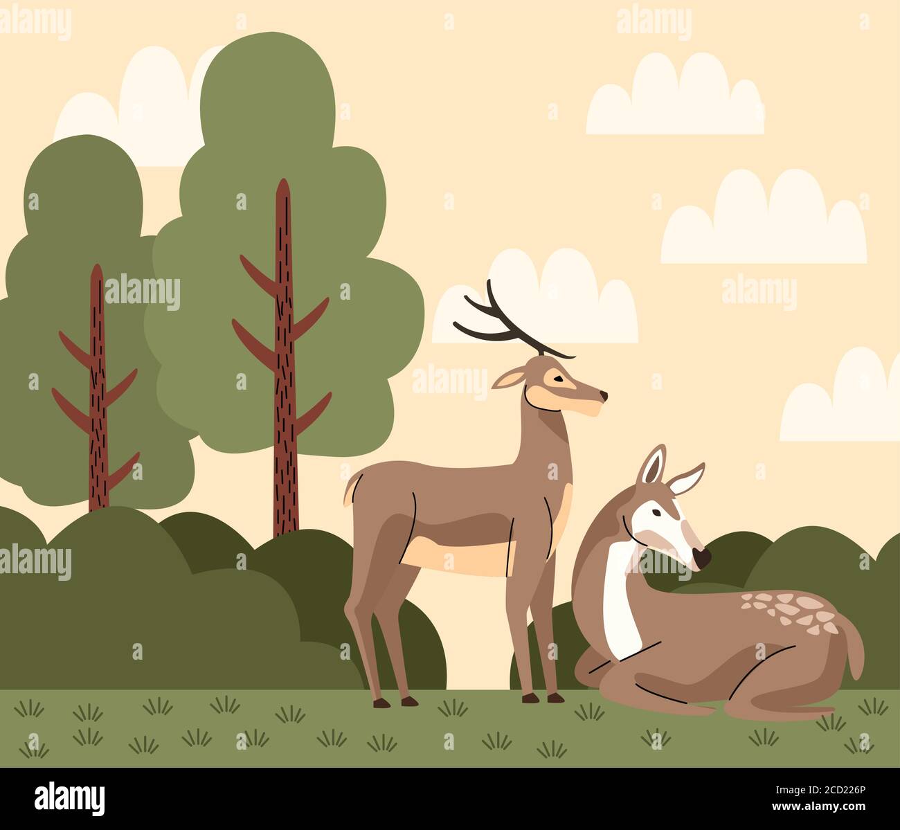 animaux sauvages de renne dans le camp scène vector illustration design Illustration de Vecteur