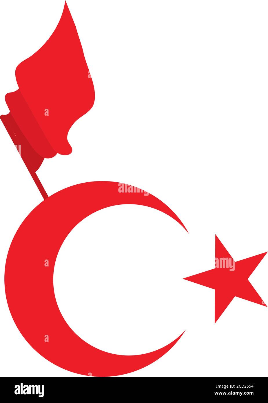 drapeau et croissant de dinde lune et étoile sur fond