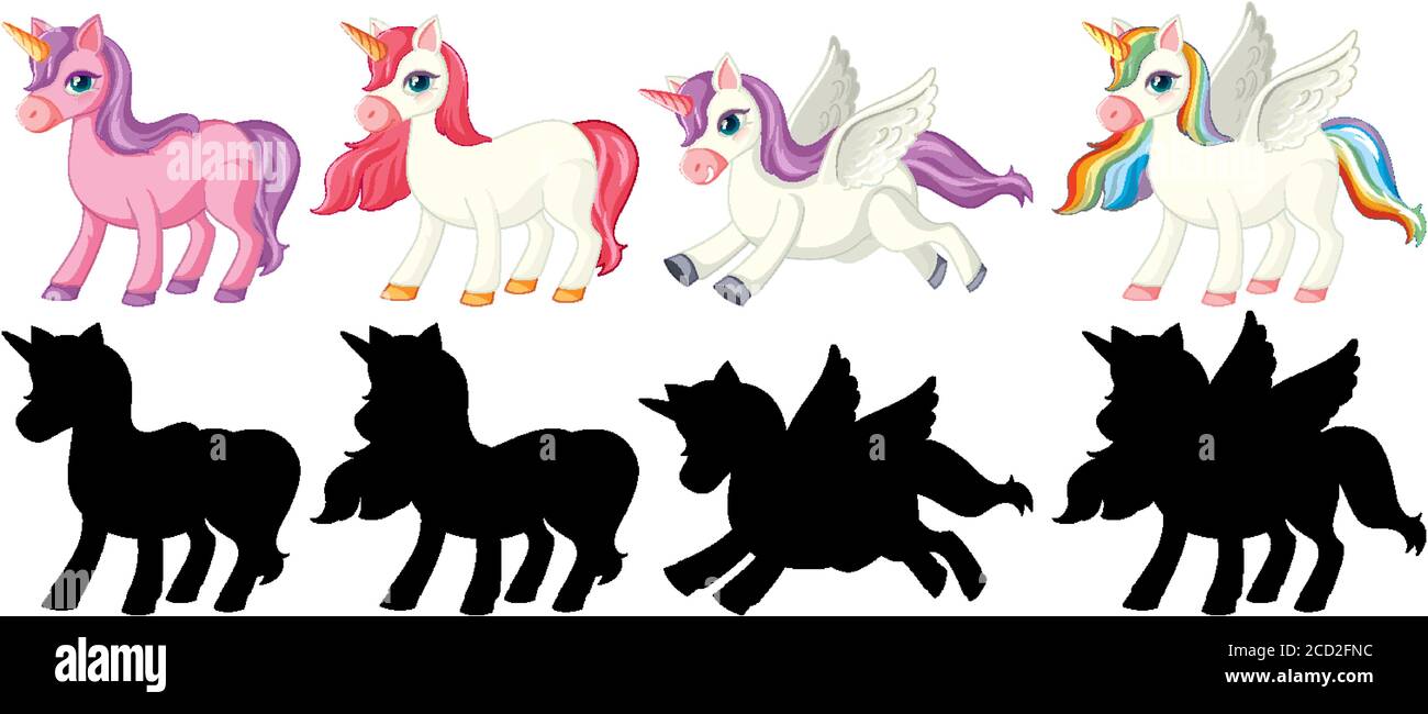 UNICORN avec son illustration de silhouette Illustration de Vecteur