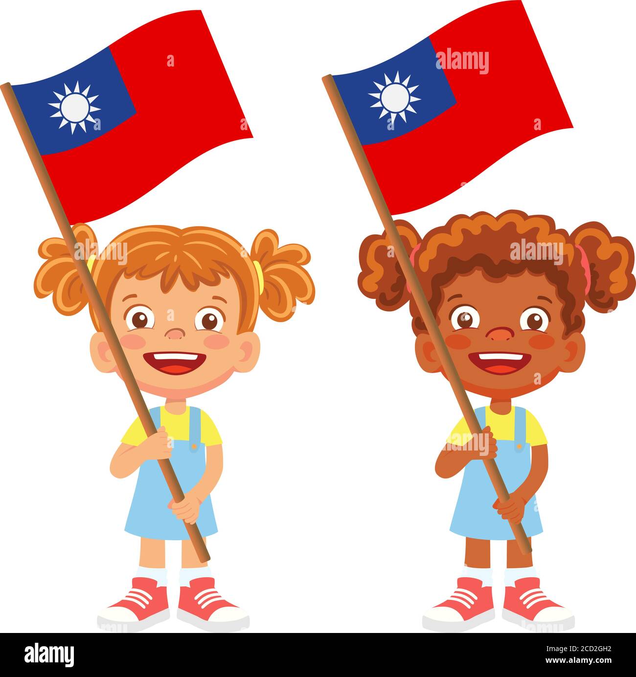 Drapeau de Taïwan en main. Drapeau de retenue des enfants. Drapeau national de Taïwan vecteur Illustration de Vecteur