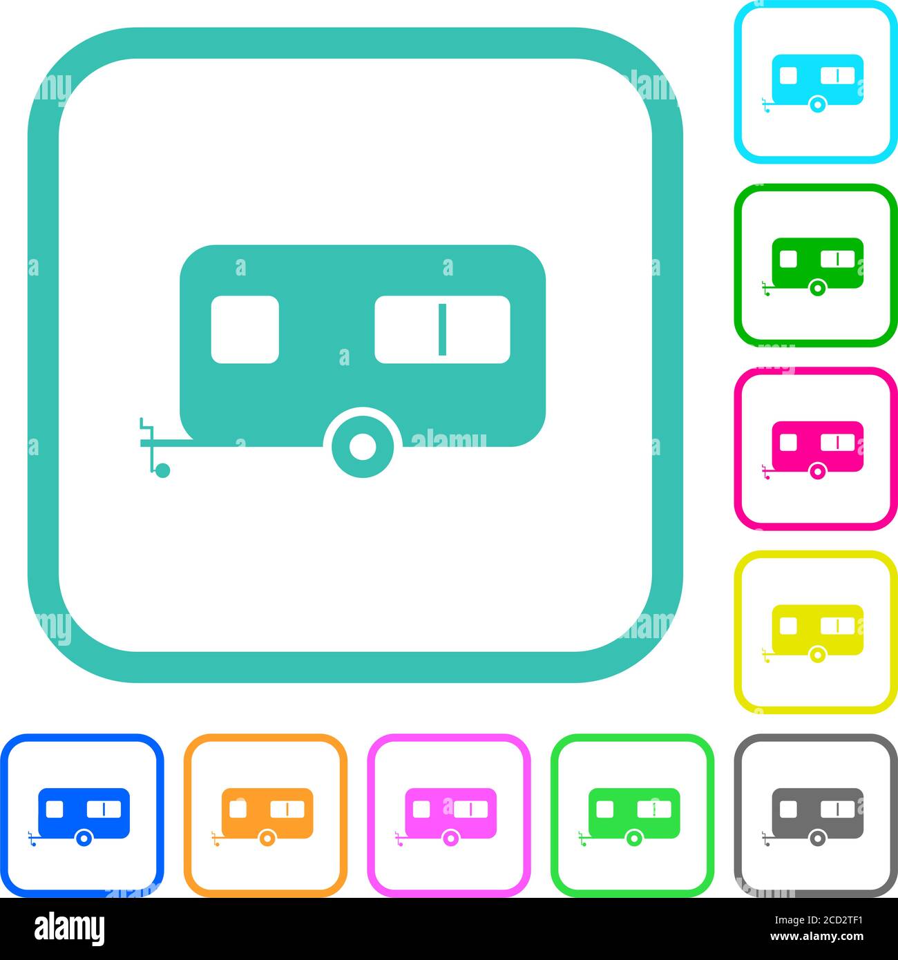 Caravane icône plate aux couleurs vives dans les bordures courbes sur fond blanc Illustration de Vecteur