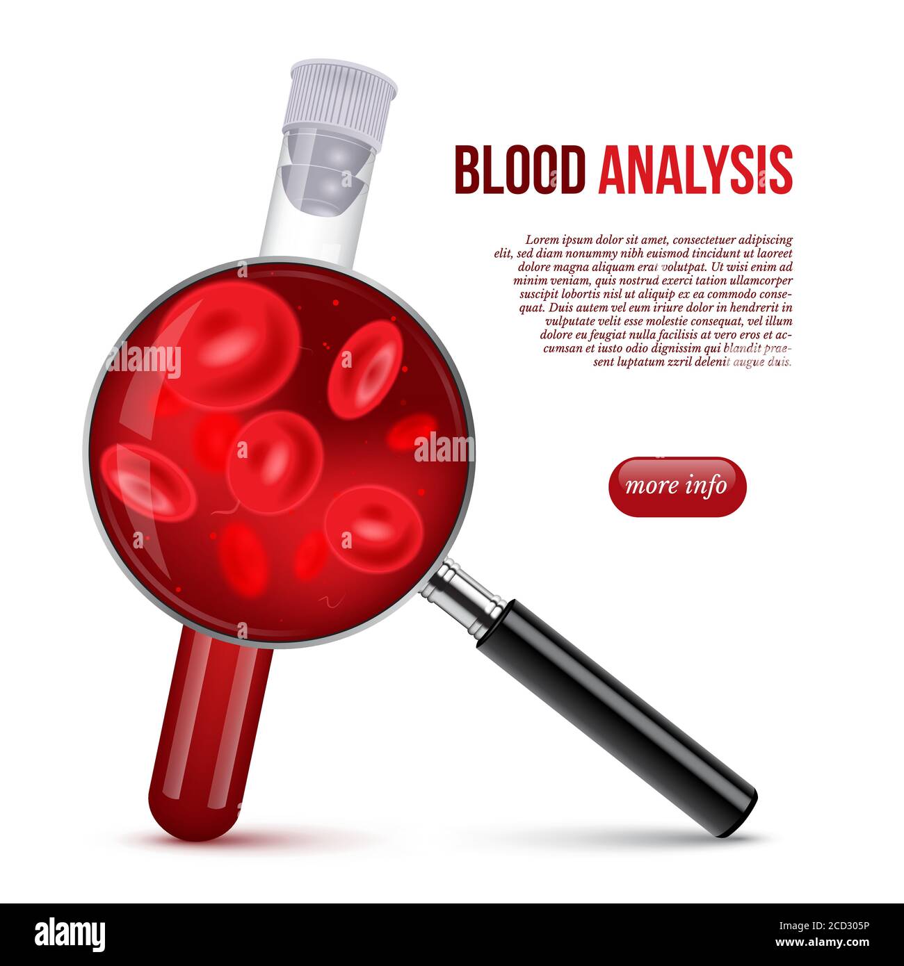 Bannière de la page Web d'analyse de sang médical de laboratoire Illustration de Vecteur