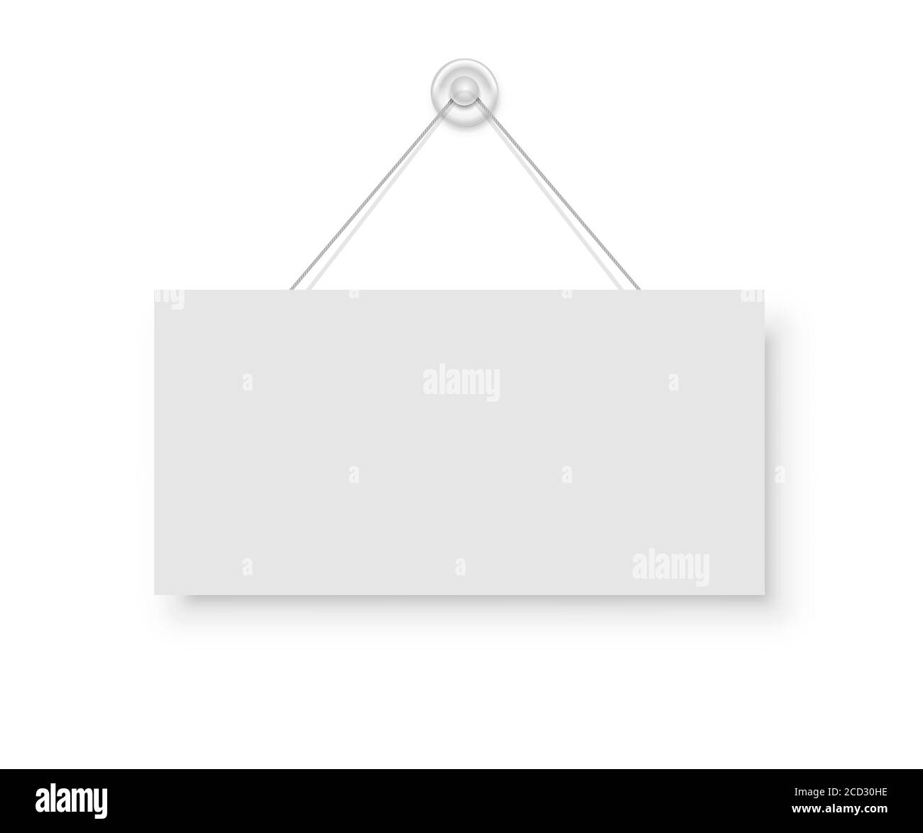 Panneau vierge réaliste rectangle blanc suspendu sur la ventouse. Modèle de  cadre d'affiche de forme ronde suspendu au mur. Maquette d'étiquette de  prix Image Vectorielle Stock - Alamy