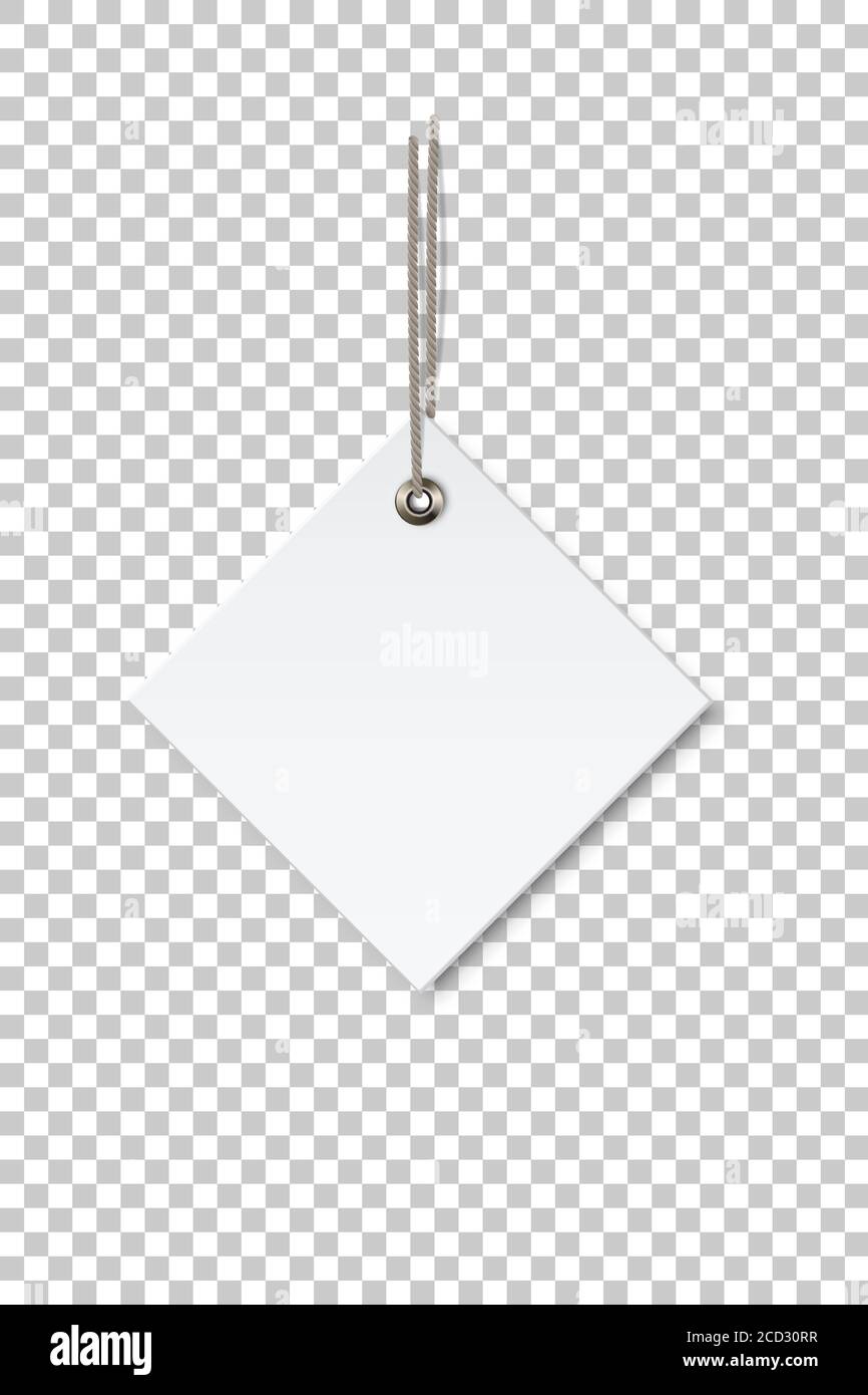 Étiquette de prix en papier blanc losange vierge isolée sur fond transparent Illustration de Vecteur