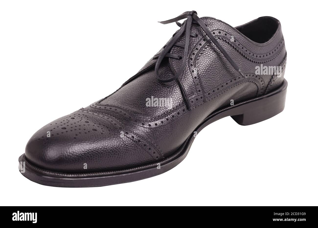 Chaussures de rigue noires chaussures pour hommes sur fond blanc. Banque D'Images