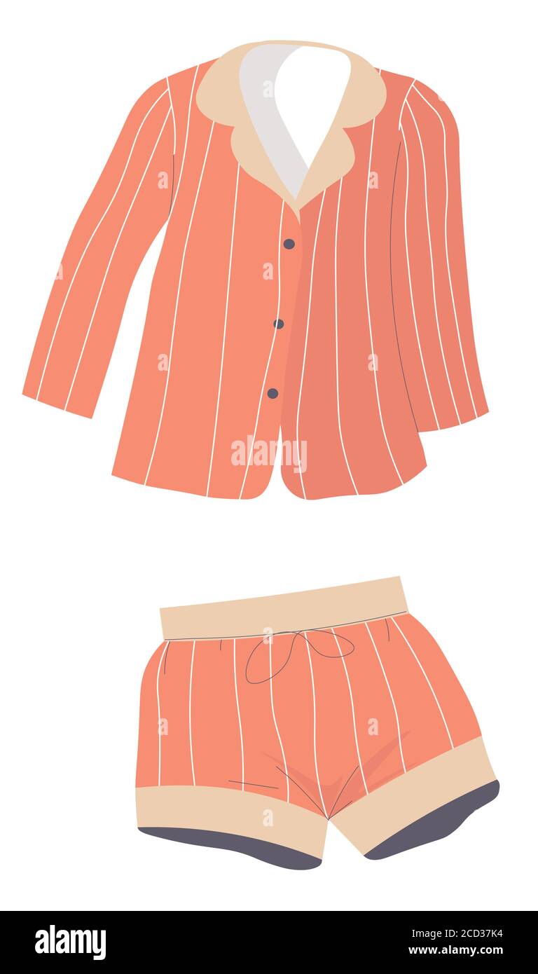 Ensemble pyjama avec short et t-shirt, vêtements de nuit unisexe Illustration de Vecteur
