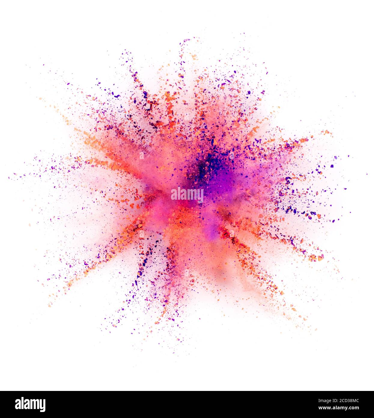 Explosion de poudre de couleur isolé sur fond blanc. Résumé arrière-plan coloré Banque D'Images