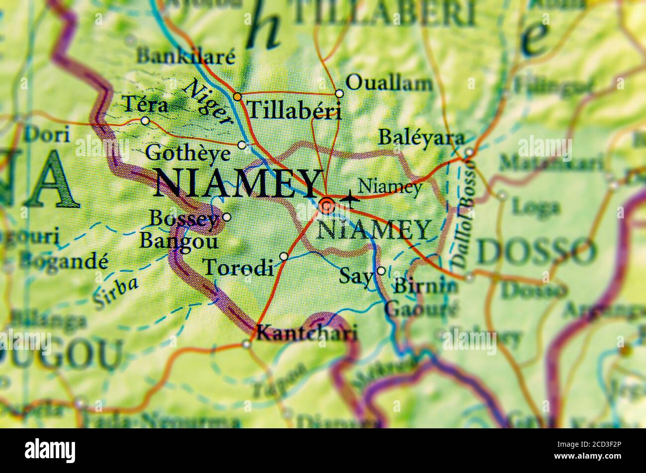 Carte géographique du Niger avec la capitale Niamey Banque D'Images