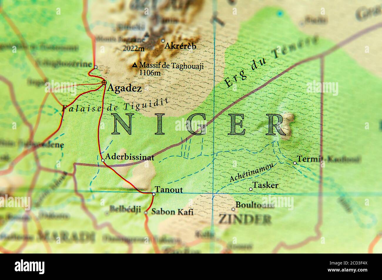 Carte géographique du Niger avec des villes importantes Banque D'Images Carte géographique du Niger avec des villes importantes Banque D'Images