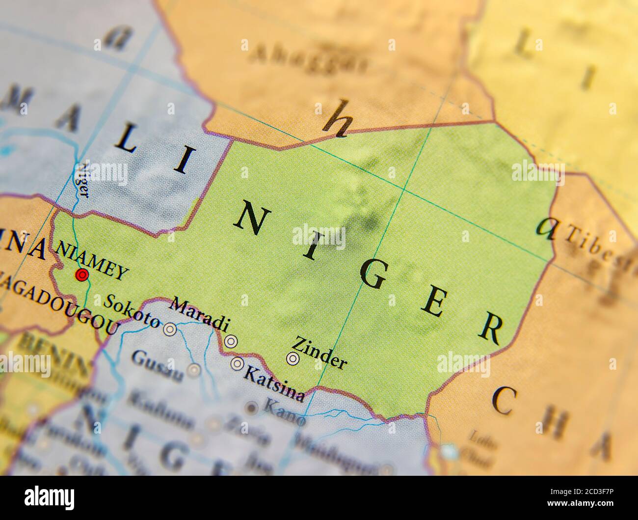 Carte géographique du Niger avec des villes importantes Banque D'Images Carte géographique du Niger avec des villes importantes Banque D'Images