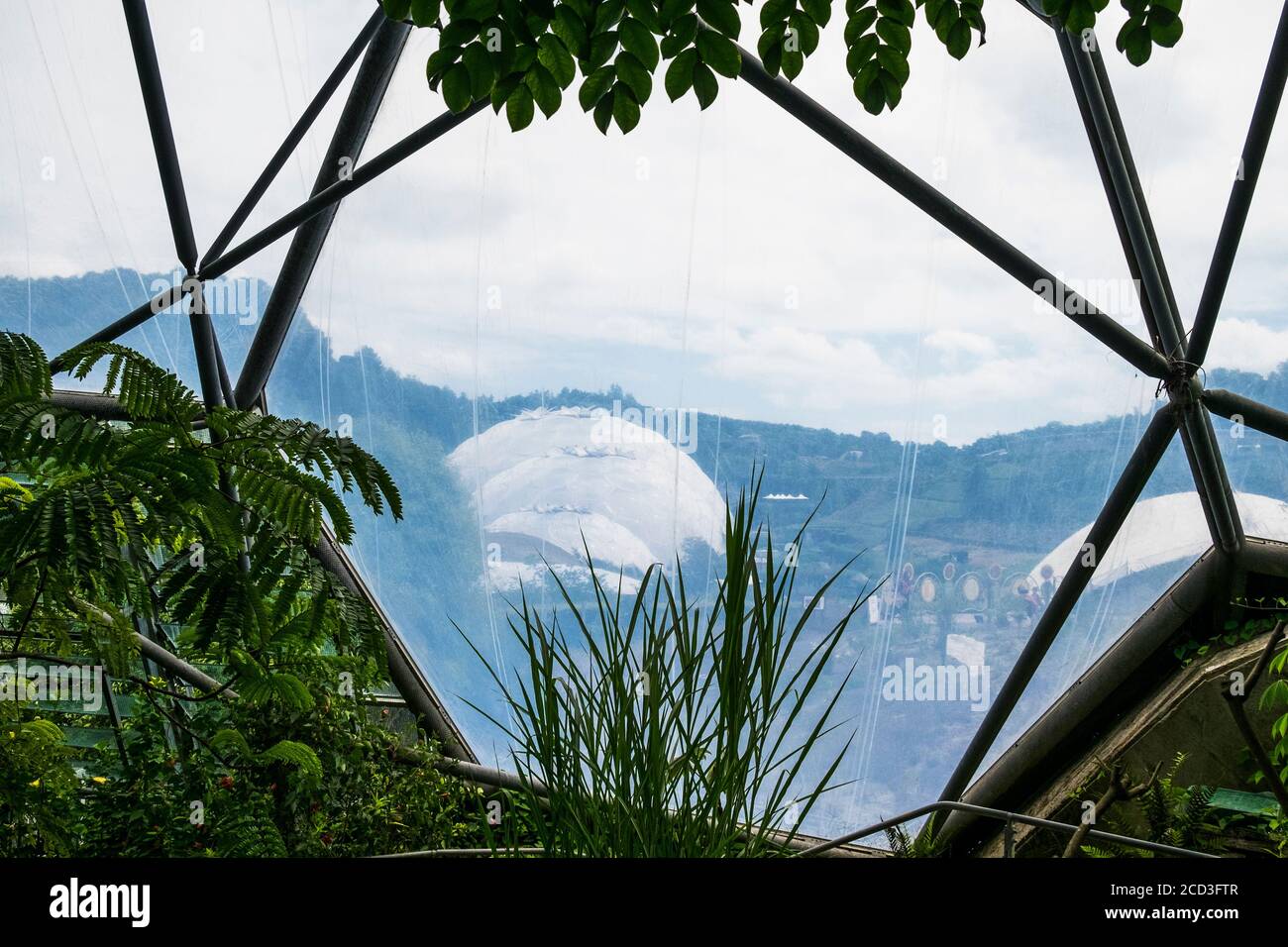 Le film d'éthylène tétrafluorothylène couvrant le biome de la forêt tropicale au complexe du projet Eden à Cornwall. Banque D'Images