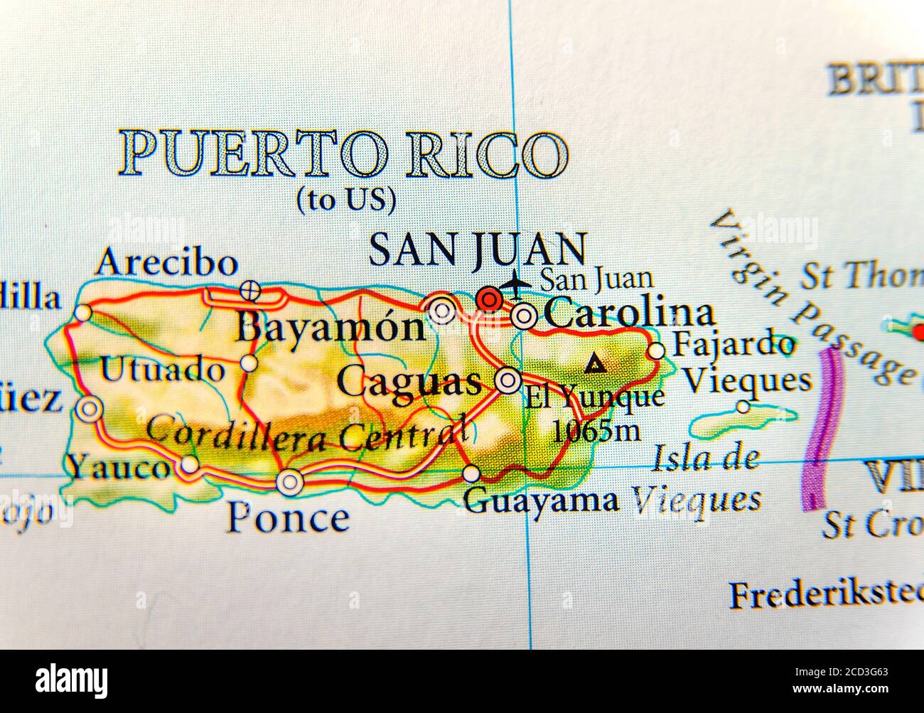 Carte géographique de Porto Rico Banque D'Images