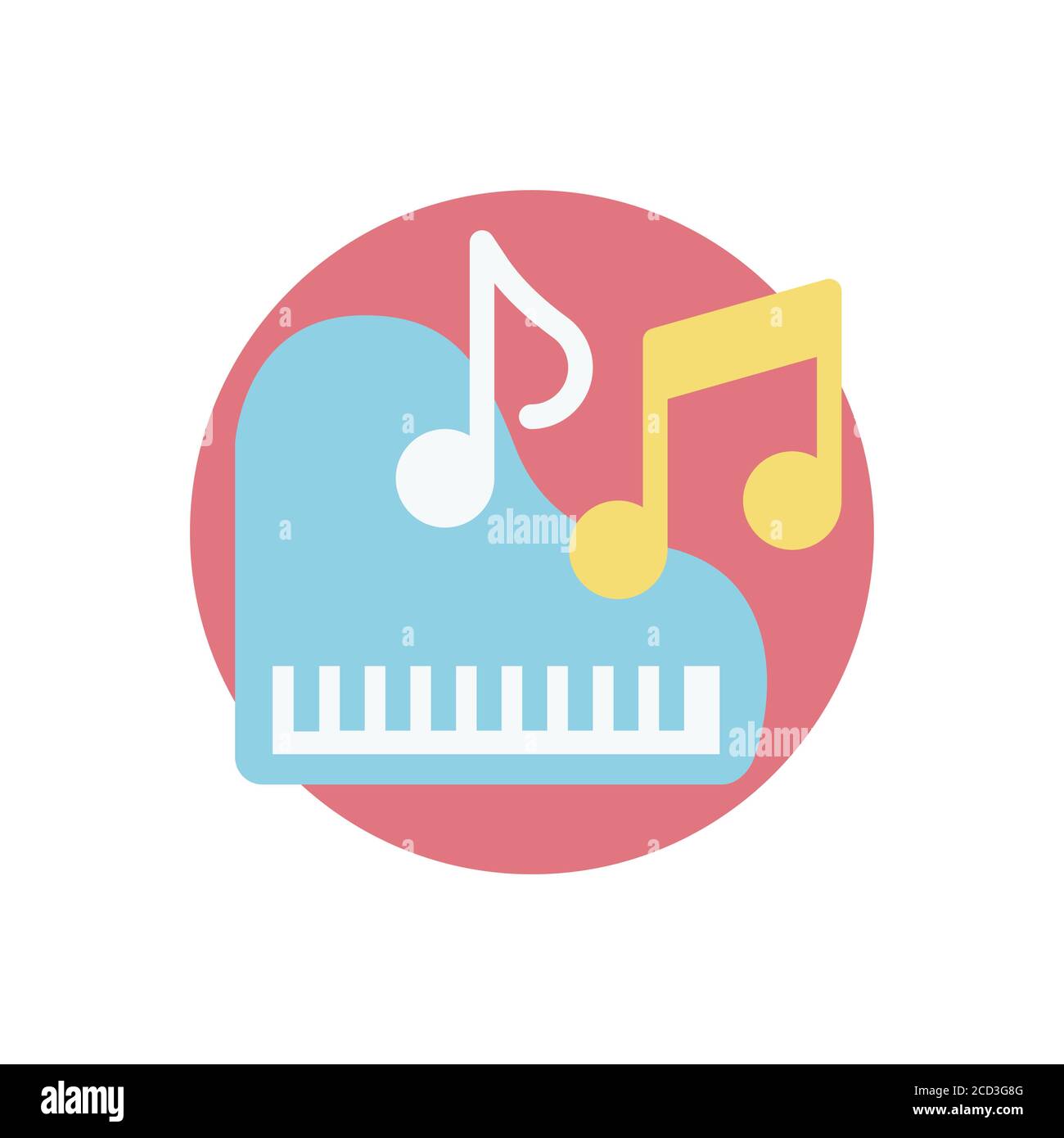 Icône musique. Symbole d'un piano et notes musicales. Illustration de Vecteur