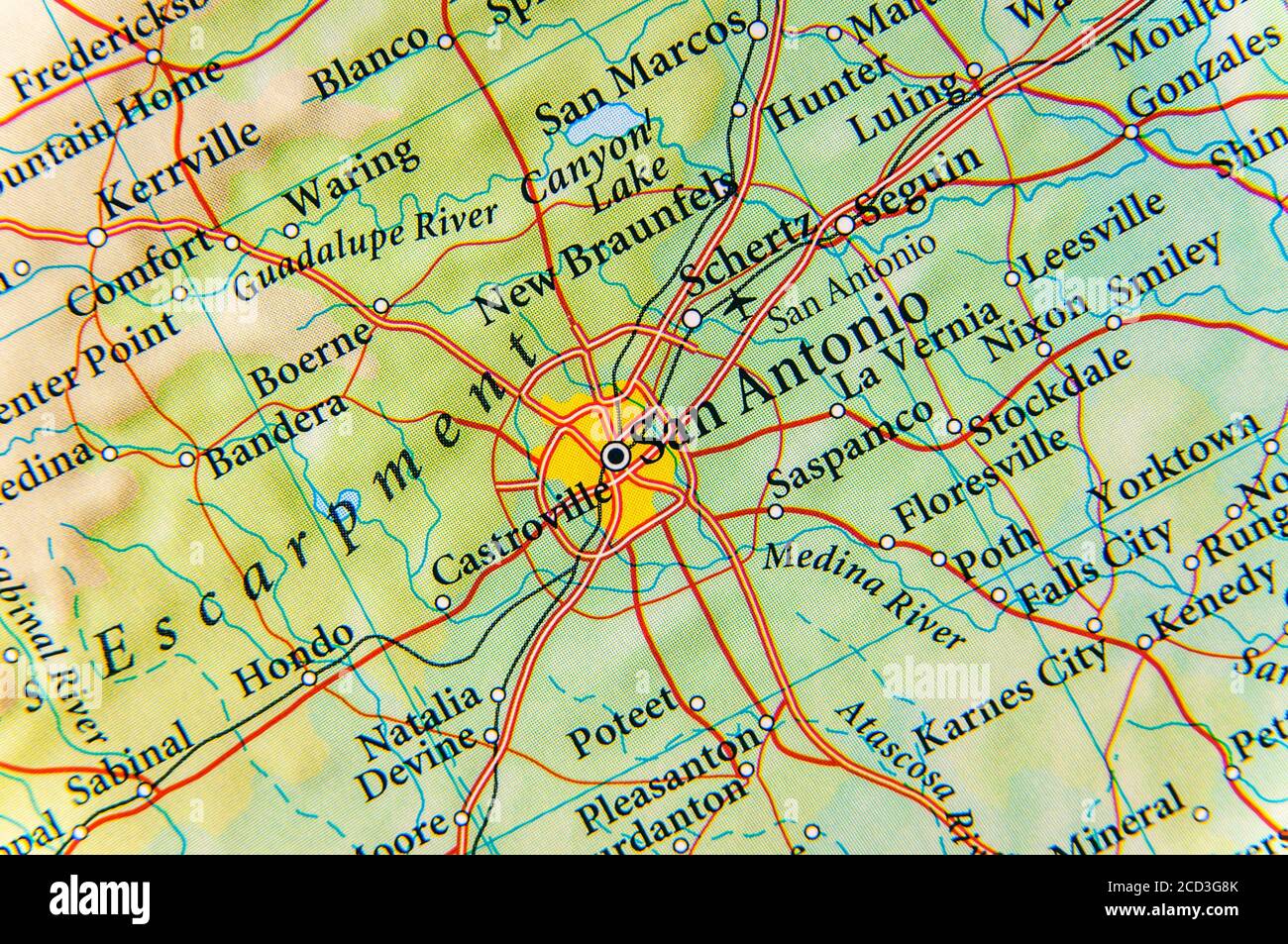 Carte géographique de San Antonio Banque D'Images
