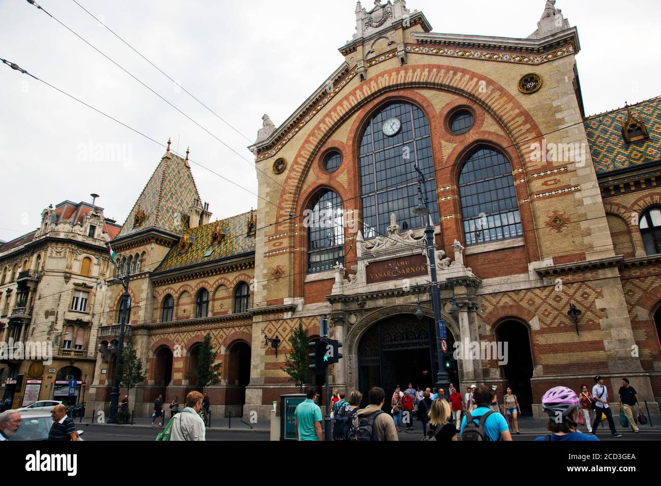 Extérieur de Nagycsarnok le grand marché central de Budapest, Hongrie Banque D'Images