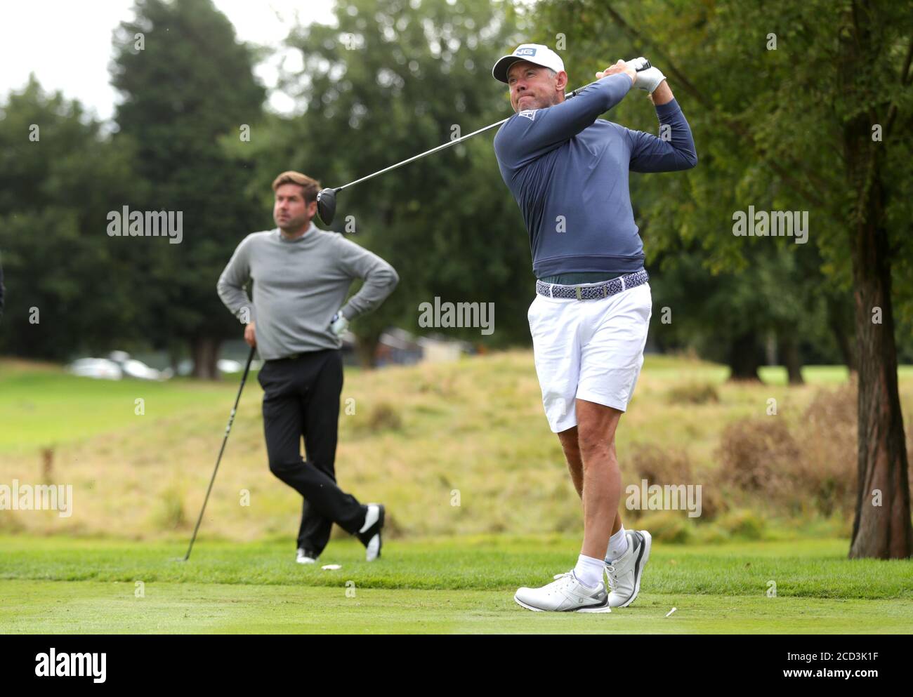 Lee Westwood, en Angleterre, est au deuxième rang lors d'une journée de présentation devant le championnat ISPS HANDA au Beffroi, Sutton Coldfield. Banque D'Images