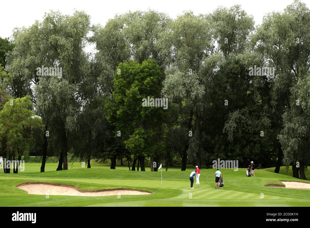 Une vue générale du jeu sur le 5ème vert pendant une journée de prévisualisation en avant du championnat ISPS HANDA UK au Beffroi, Sutton Coldfield. Banque D'Images