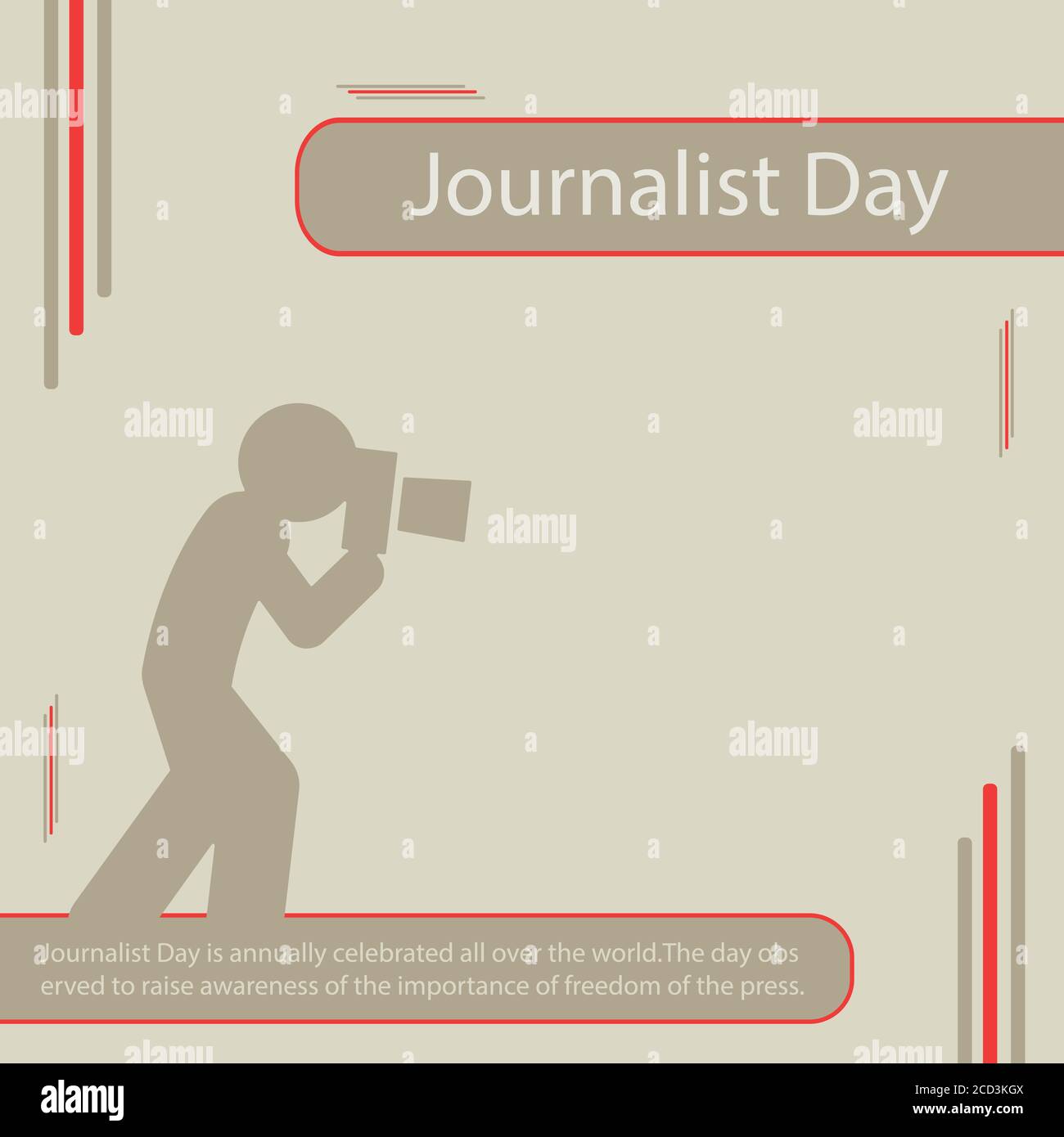 La Journée des journalistes est célébrée chaque année dans le monde entier. La journée est célébrée pour sensibiliser à l'importance de la liberté de la presse. Illustration de Vecteur