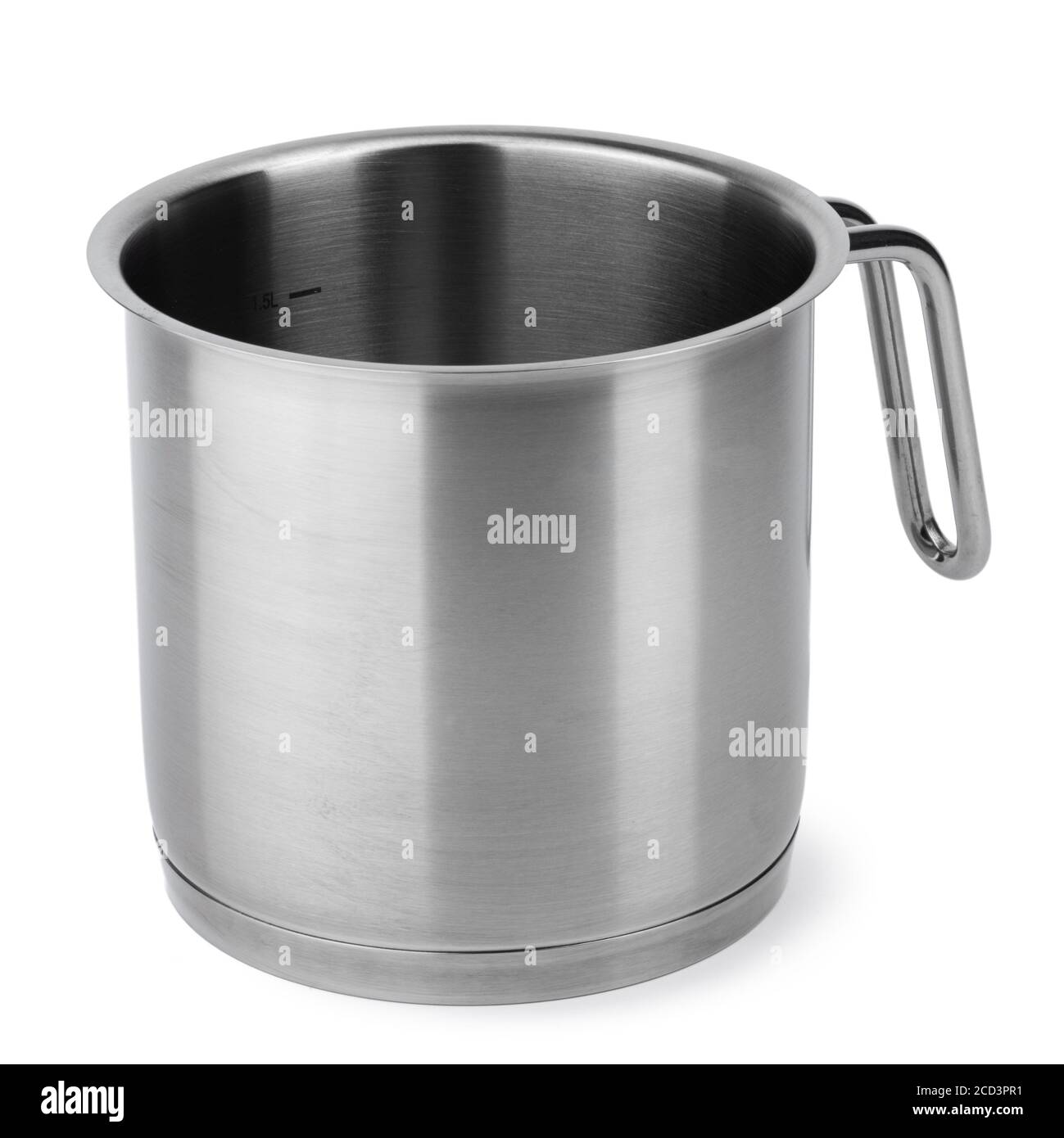 Pichet de chaudière à lait en acier inoxydable isolé sur blanc Banque D'Images