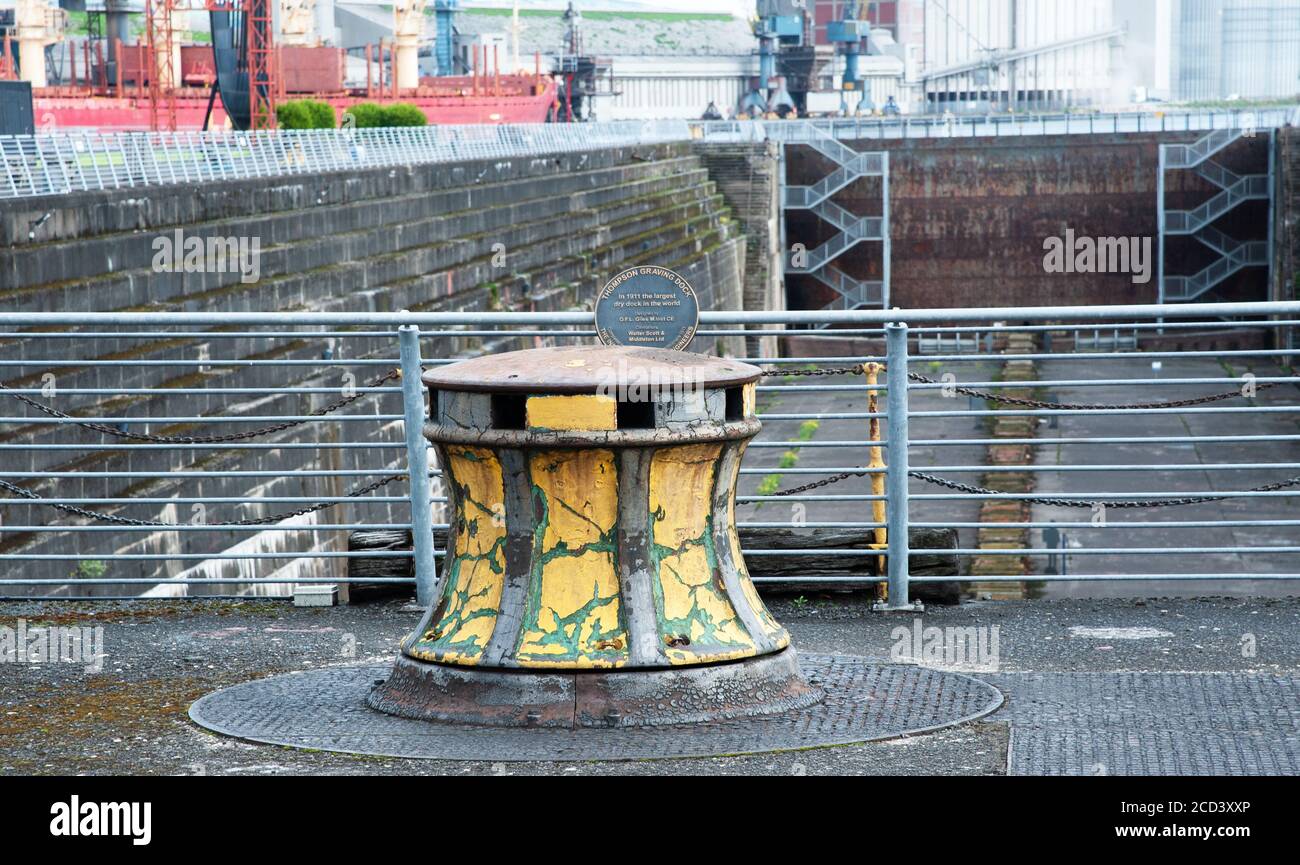 Belfast, Irlande du Nord, Royaume-Uni - 03 août 2020. Titanic bâtiment de quai sec, ancien et célèbre, Banque D'Images