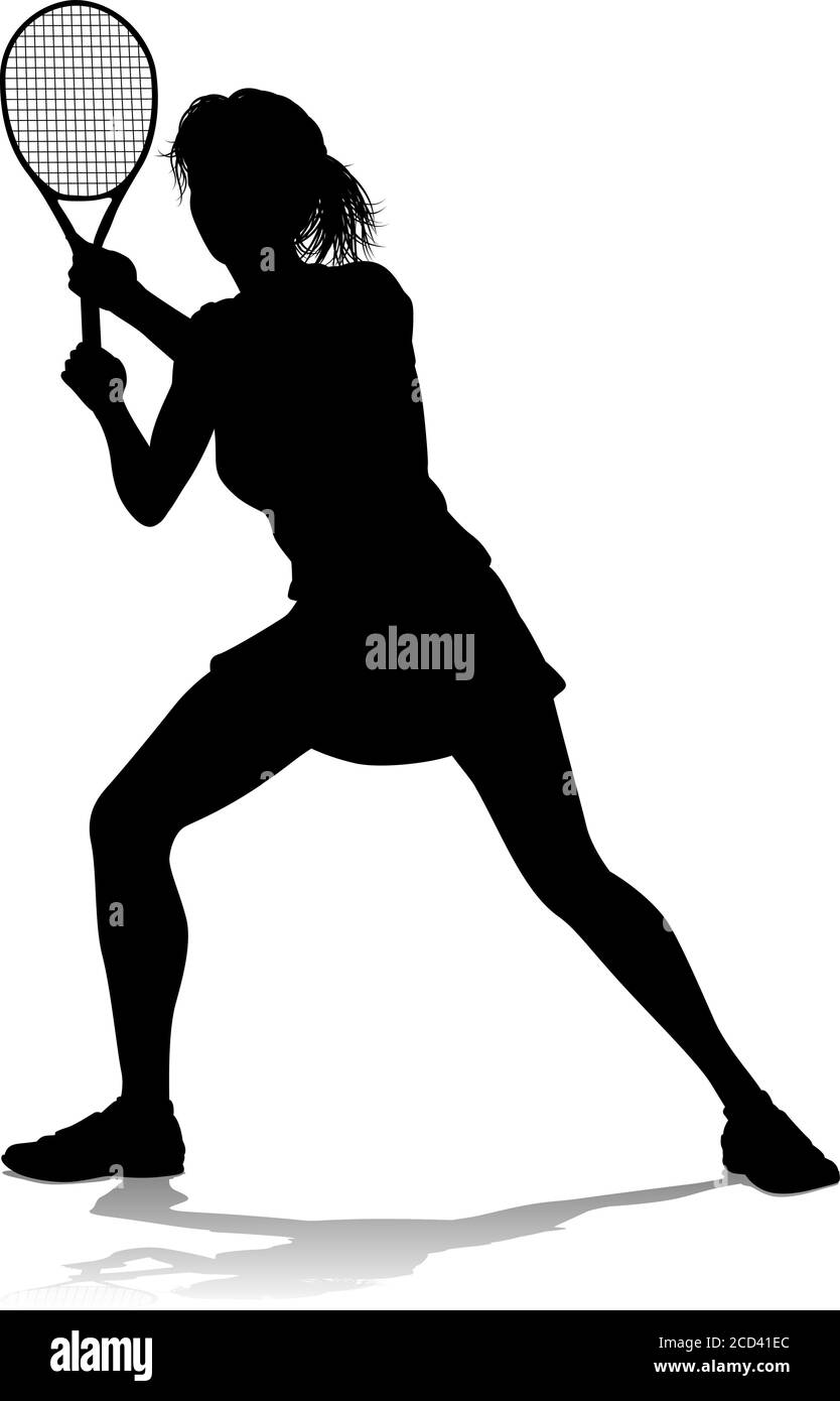 Tennis Silhouette Sport Player Femme Illustration de Vecteur