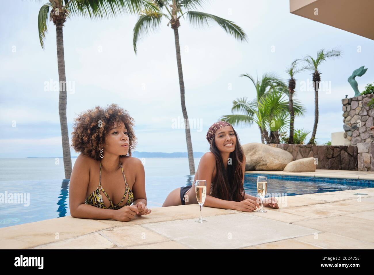 Fête au bord de la piscine - Villa de vacances, Puerto Vallarta, Jalisco, Mexique Banque D'Images