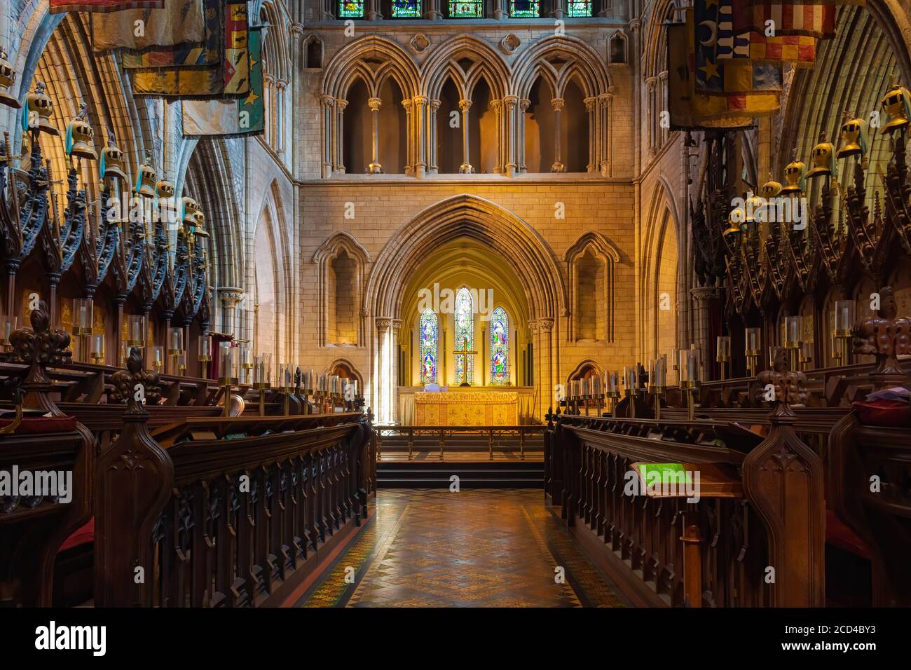DUBLIN, IRLANDE - mai 2016 : vue sur la chorale à l'intérieur de la cathédrale Saint-Patrick à Dublin. Banque D'Images