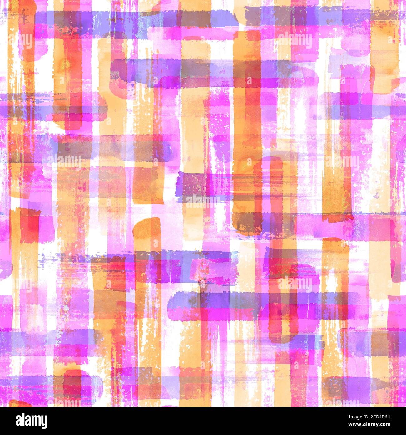Abstrait grunge croix formes géométriques art contemporain multicolore sans couture motif arrière-plan. Texture aquarelle des traits de pinceau colorés dessinés à la main. Banque D'Images