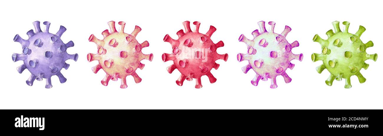 Cellules du coronavirus isolées sur fond blanc. Virus respiratoire corona dangereux de Wuhan, Chine. Imprimer pour la bannière, l'affiche. Protection contre la pandémie Banque D'Images