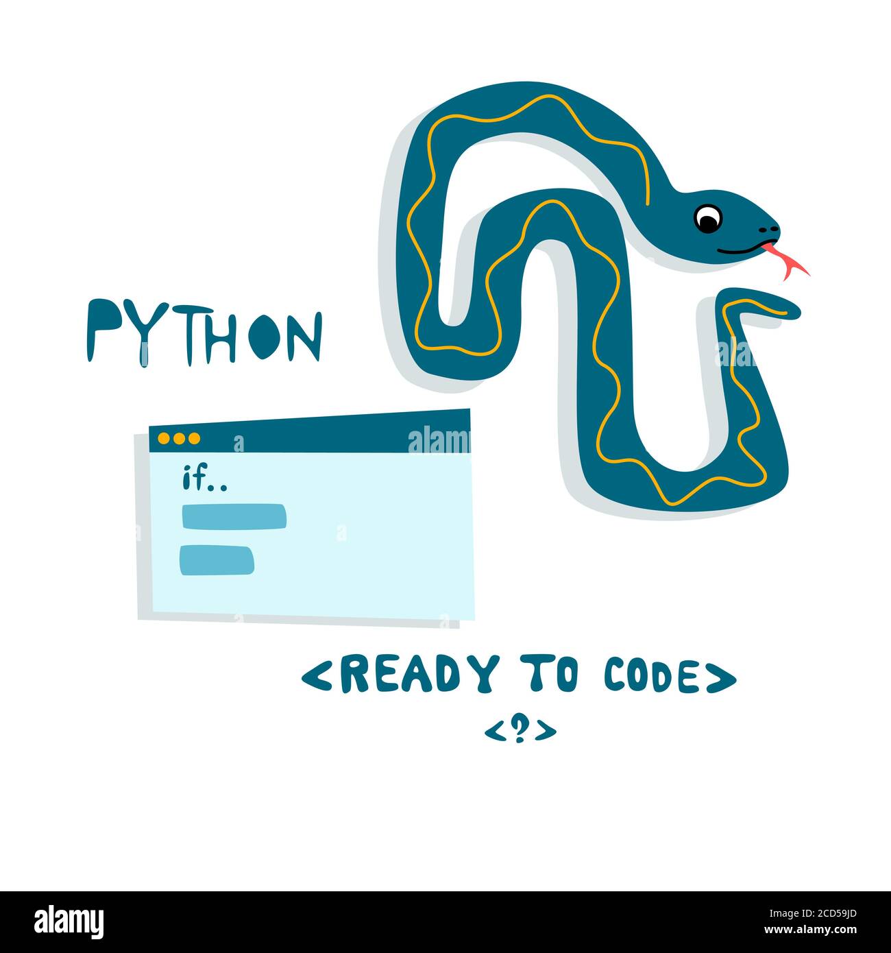 Symbole de langage de code Python. Programmation du codage et développement du concept. Illustration de Vecteur