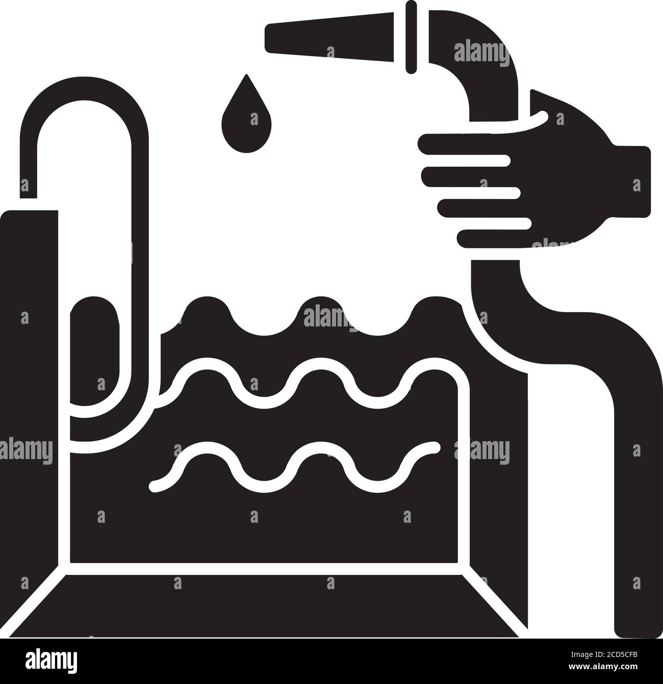 Construction de piscine, icône en glyphe noir Illustration de Vecteur