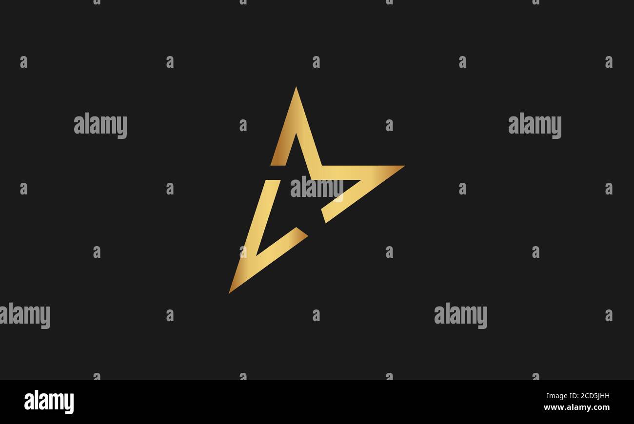 L, M, LM, ML modèle lettre avec logo Star dessin d'illustration d'icône vectorielle. Logo étoile moderne dans un style élégant avec fond noir. Illustration de Vecteur