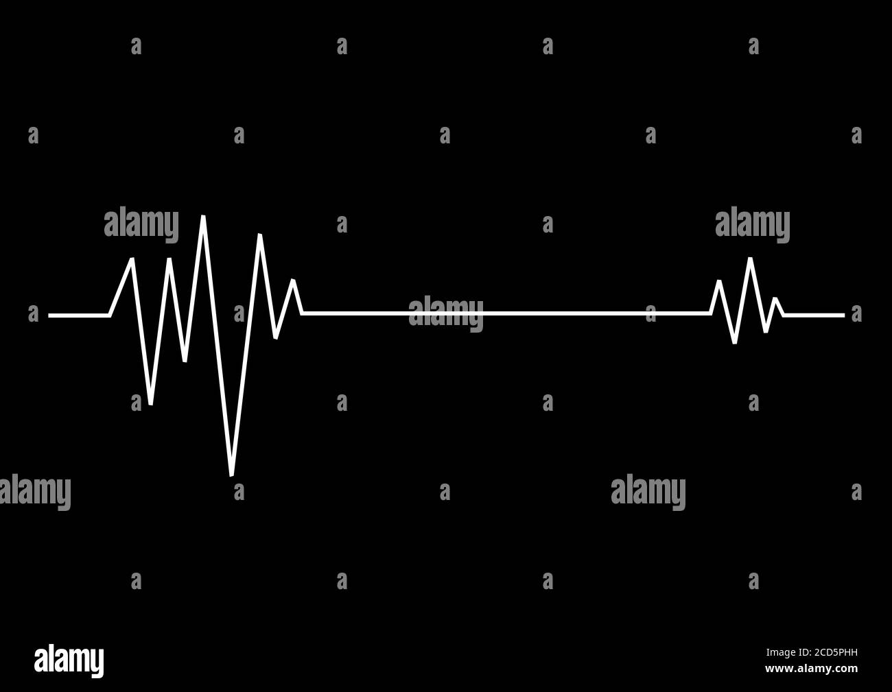 Rythme cardiaque. Cardiogramme. Icône de battement de coeur noir et blanc. Banque D'Images