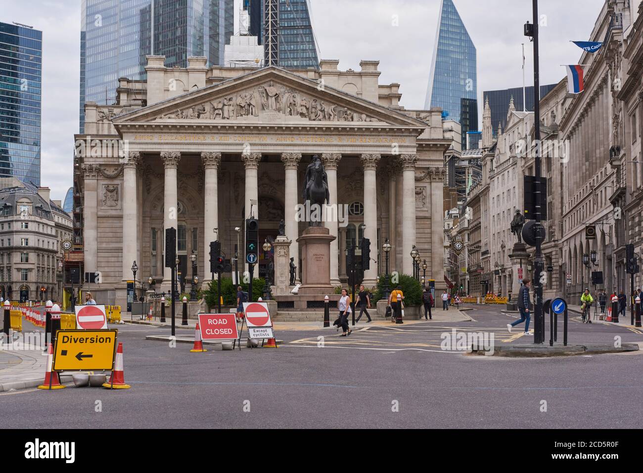 Bank de la City de Londres, Royaume-Uni, fin août 2020, sans employés de la ville et sans travaux routiers, après verrouillage Banque D'Images